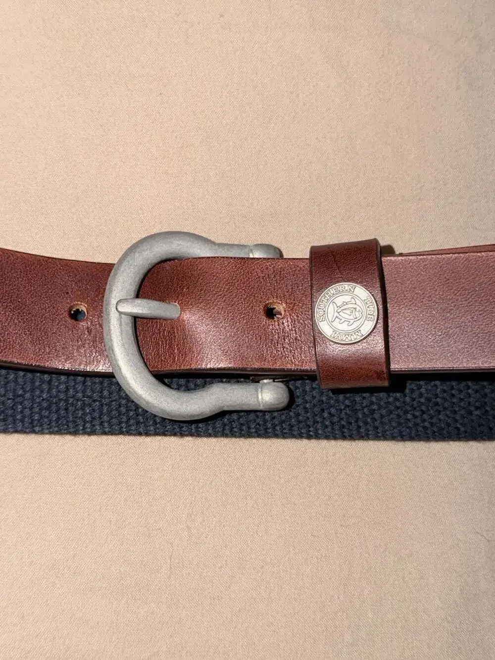 Southern Tide Skipjack Canvas and Leather Belt, Size 30